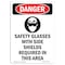 Signmission OSHA Danger Sign, Safety Glasses W/, 10in X 7in Rigid Plastic, 7" W, 10" H, Portrait OS-DS-P-710-V-1562 - alternate 1